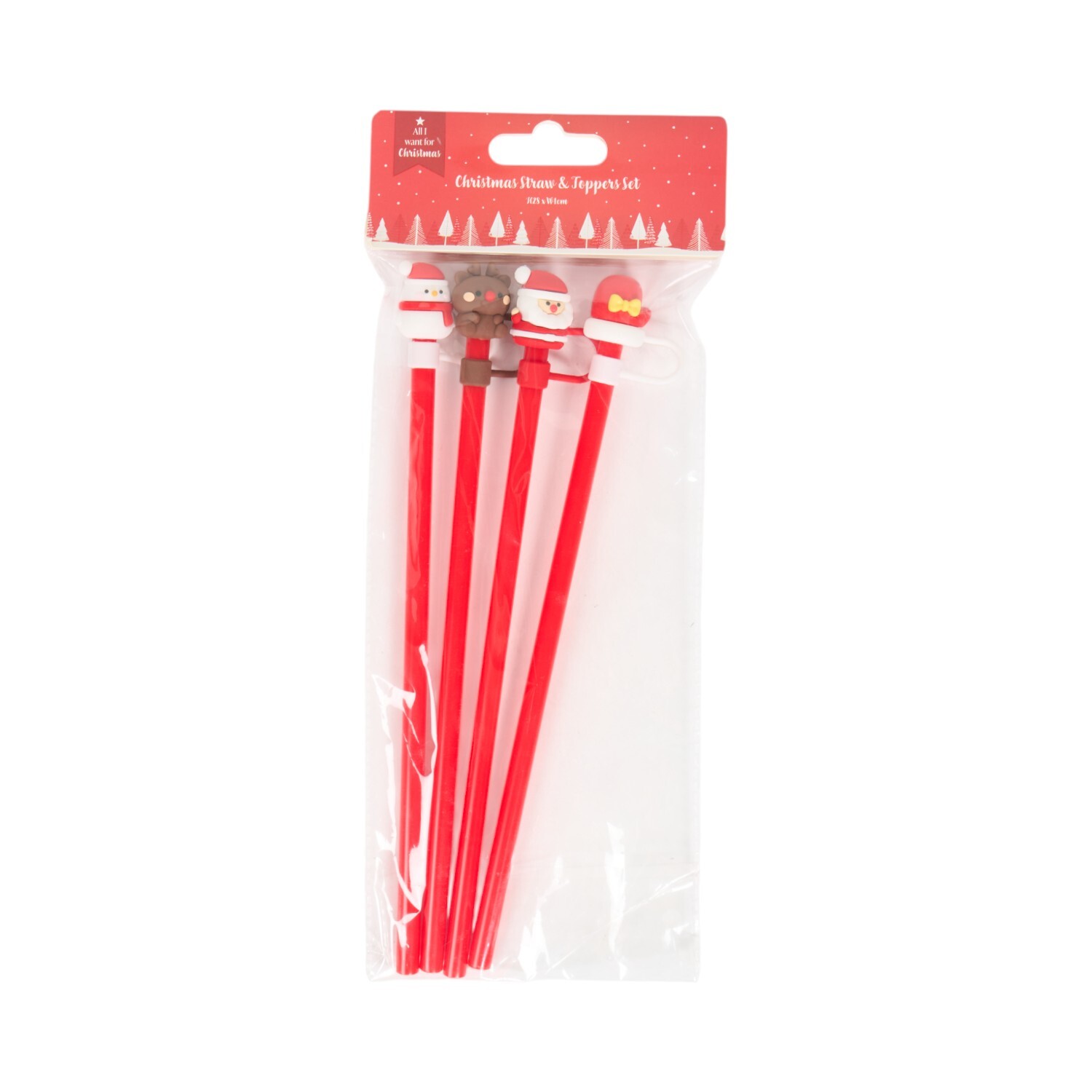 Christmas Straw and Toppers Set Red Image 2