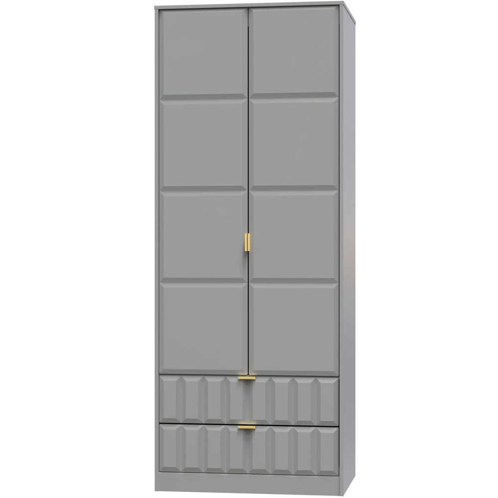 Crowndale Cube 2 Door 2 Drawer Dusk Grey Wardrobe Ready Assembled Image 2