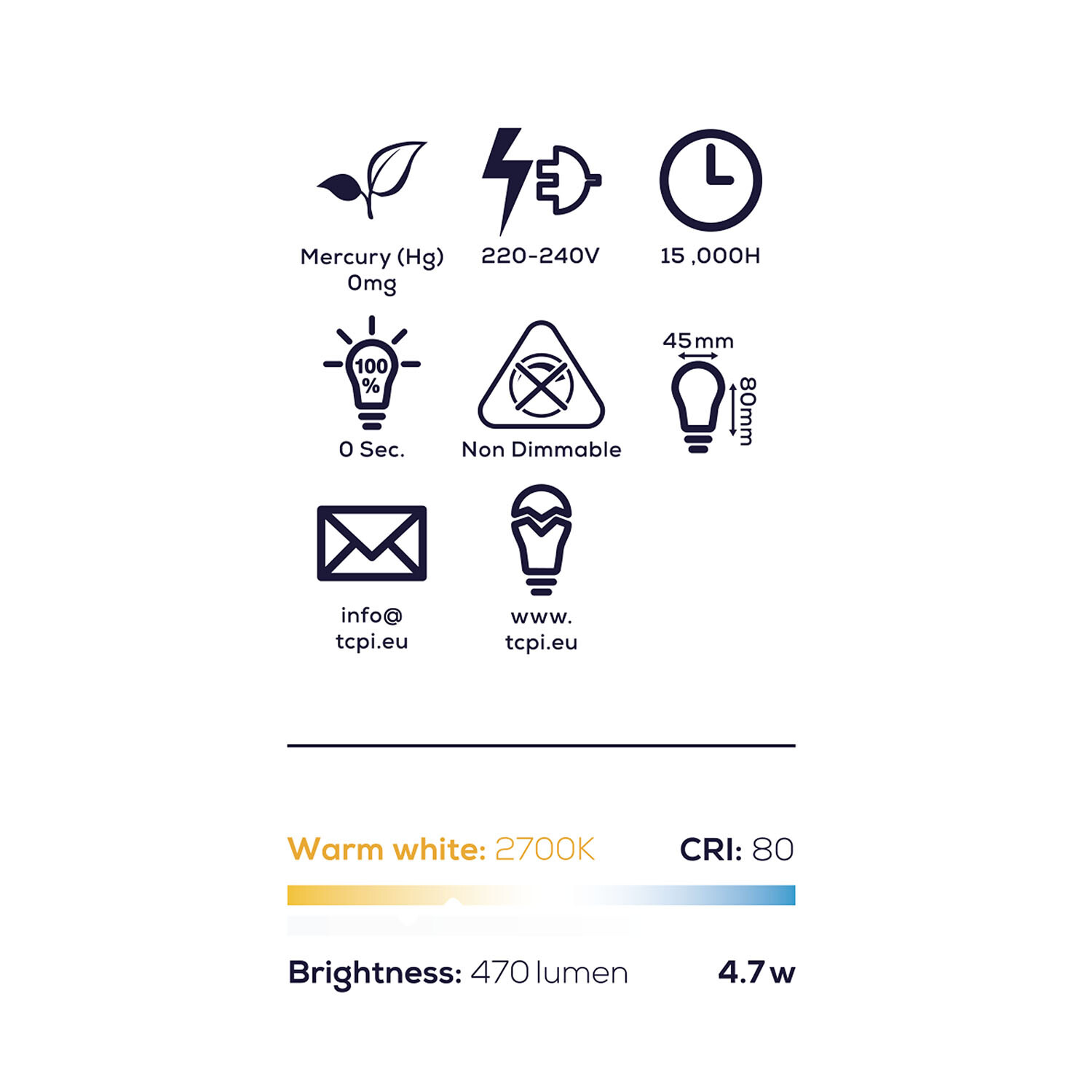 TCP LED Mini Globe 470L B22 Bulbs - Warm White Image 3