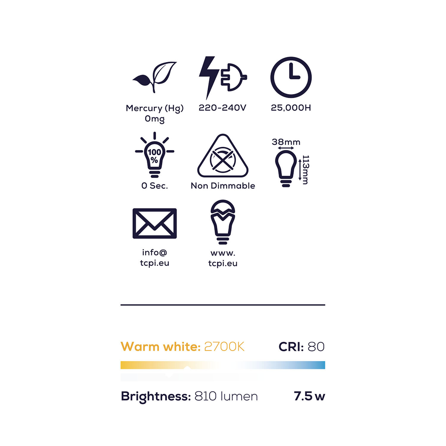 TCP LED Candle 810L B22 Warm White Bulbs - Warm White Image 3