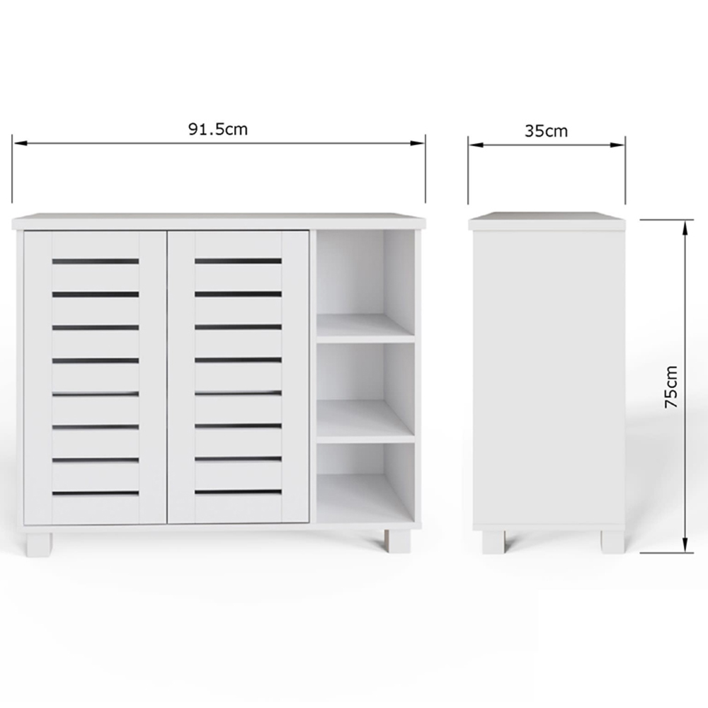 GFW Bodie 2 Door 4 Shelf White Shoe Cabinet Image 7