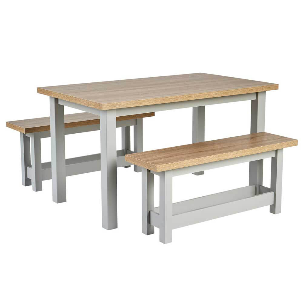 Home Source Avon 4 Seater Grey Table and Bench Set Image 2
