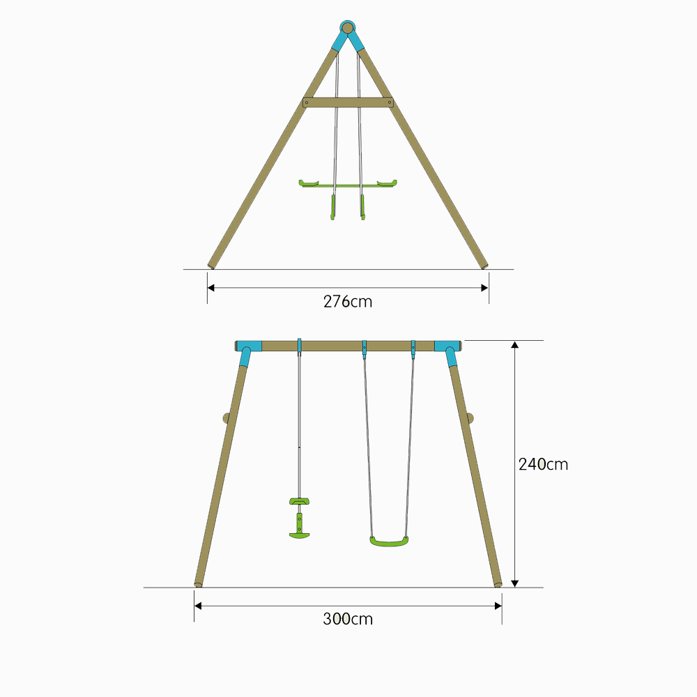 Tp Knightswood Double Wooden Swing Set With Glider Image 2