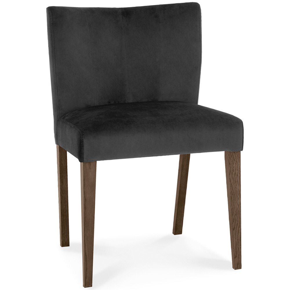 Bentley Designs Turin Set of 2 Dark Oak Gun Metal Velvet Low Back Upholstered Chair Image 2