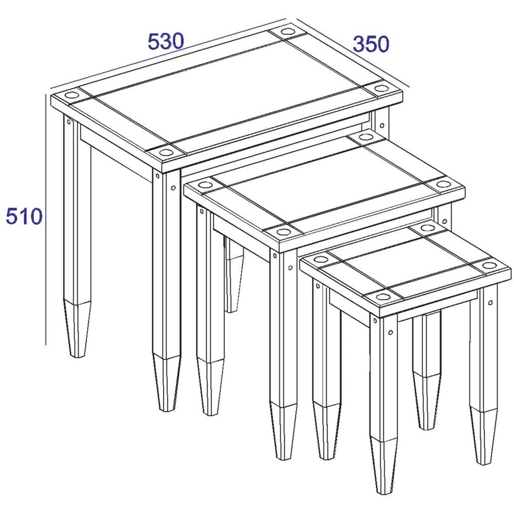 Corona Grey Washed Wax Nest of Tables Set of 3 Image 7