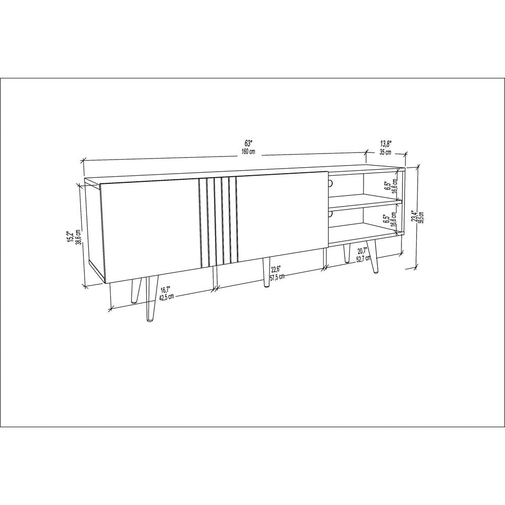 Decorotika Ronas 2 Door 2 Shelf Oak Wide TV Unit Image 6