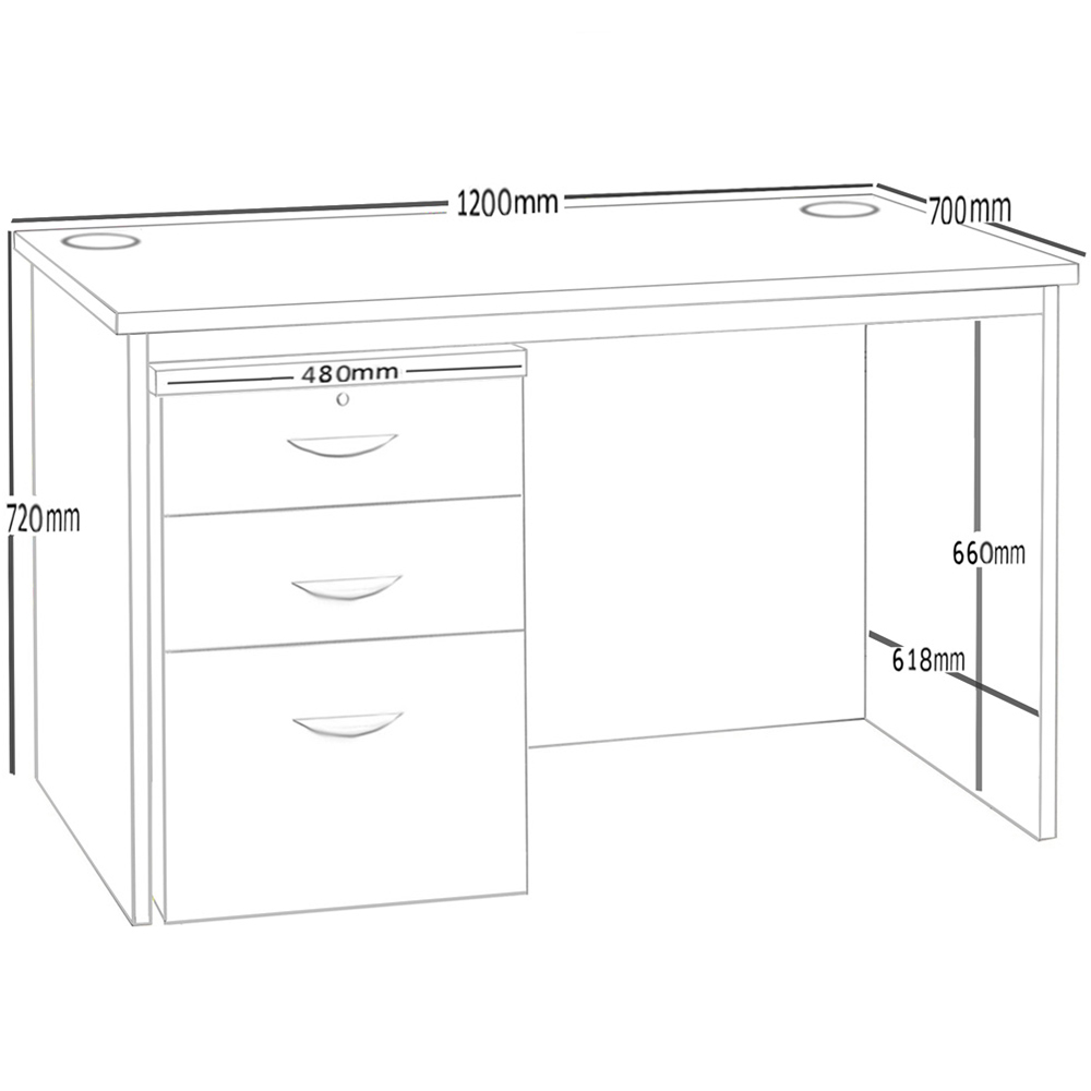 R White Cabinets 3 Drawer Home Office Desk with Hutch White Image 5