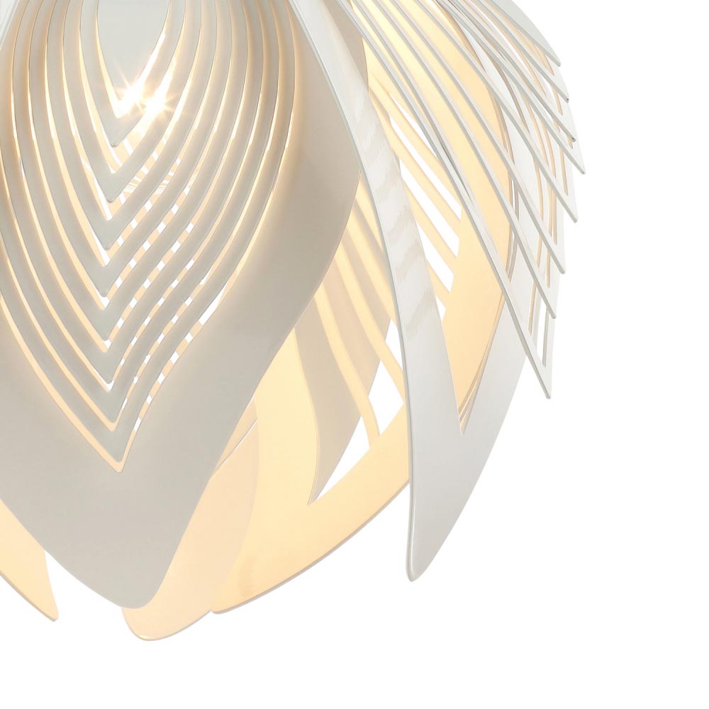 Happy Homewares Modern Designer White Gloss Semi Flush Ceiling Light with Large Leaves Image 4