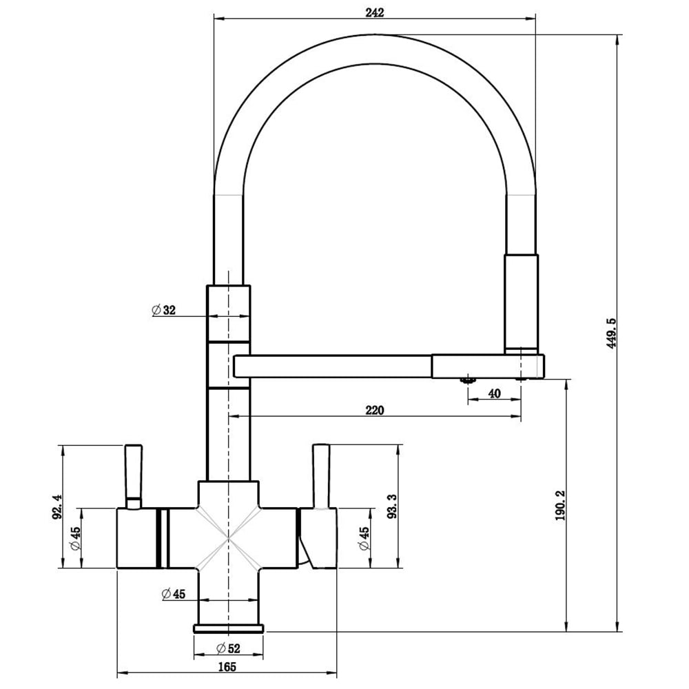 Reginox Aquqbezi BN Brushed Nickel 4 in 1 Hot Water Tap Image 3