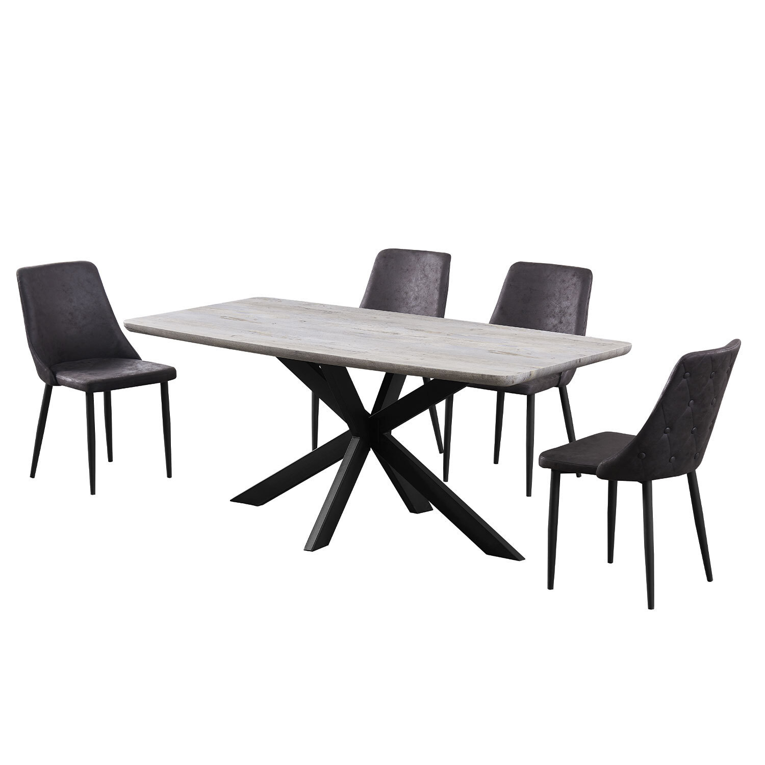 Chester 6 Seater Dining Table Grey and Black Image 4