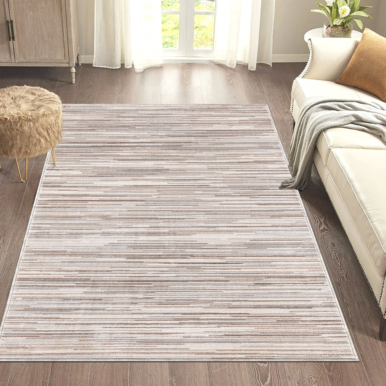Bosa Stripe Rug - Natural / 140cm Image 3
