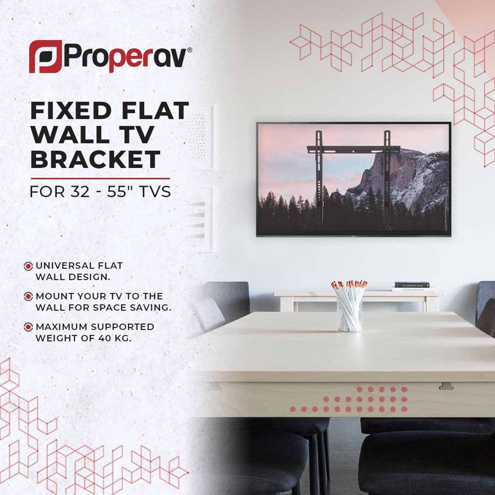 Properav Black Ultra Slim TV Wall Bracket 32 to 55 inch Image 3