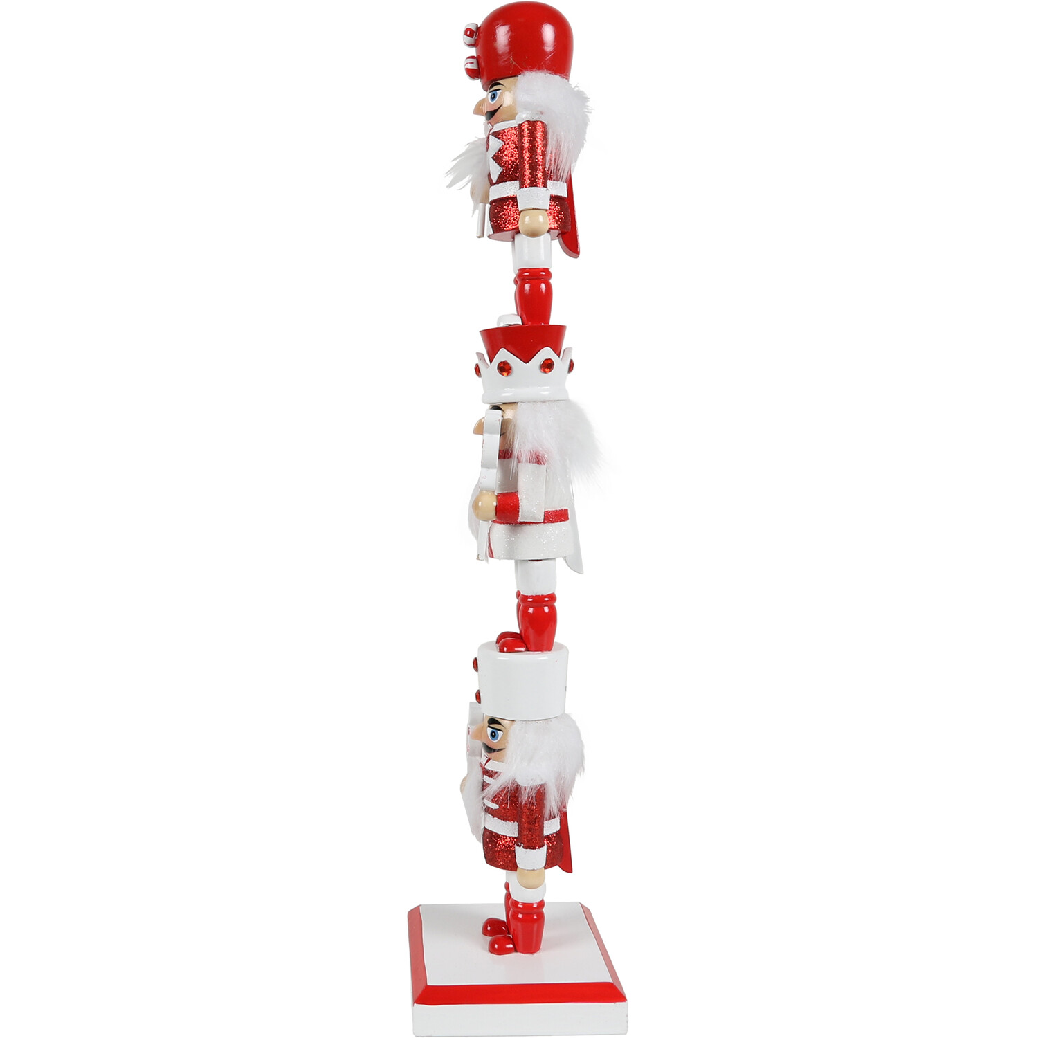 Stacked Candy Cane Nutcrackers - Red & White Image 2