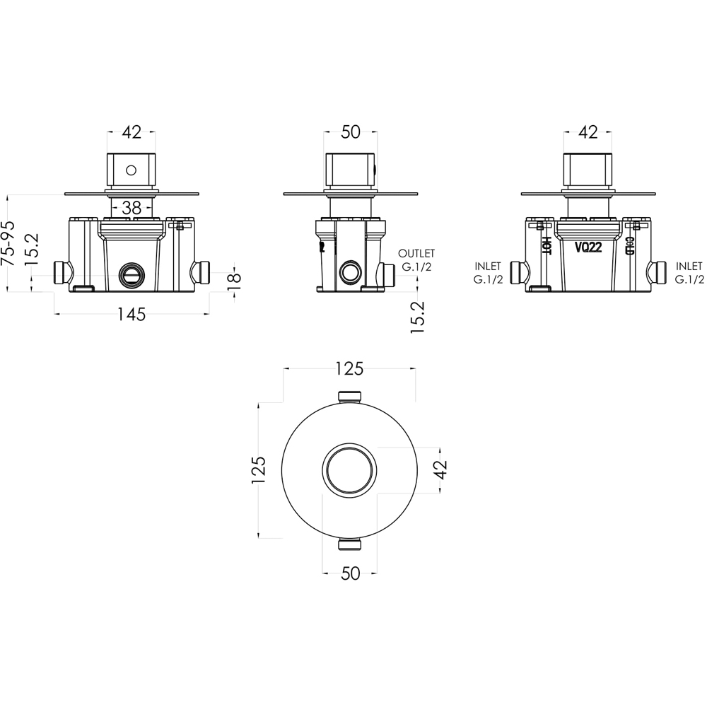 nuie Thermostatic Temperature Control Valve Chrome Image 2