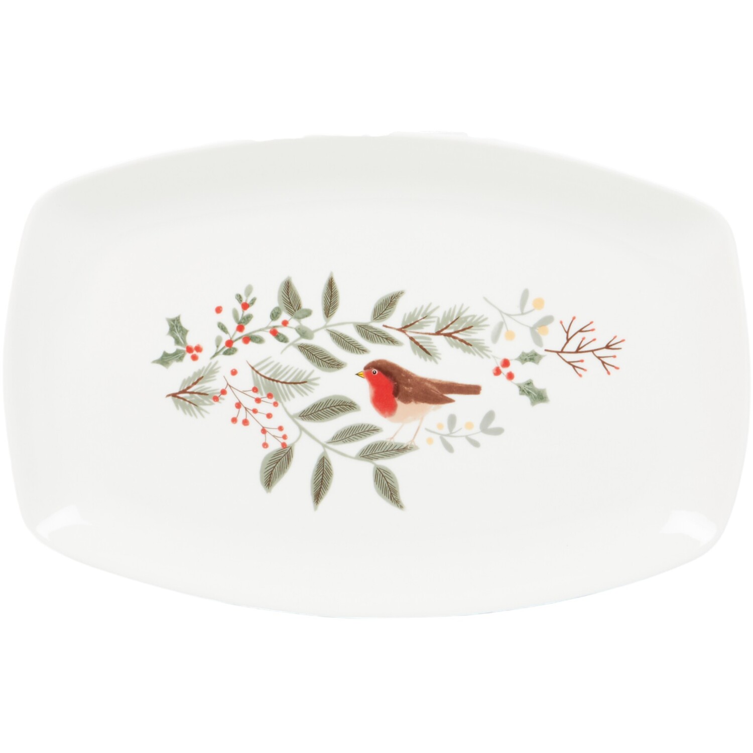 Merry Robin Large Oval Serving Platter White Image 1