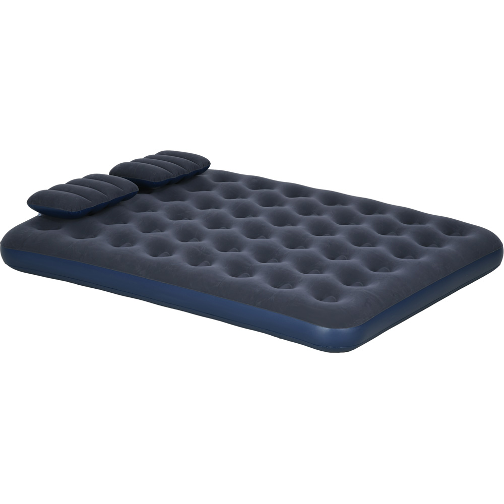 Outsunny Double Blue Air Bed with Built in Hand Pump Image 1