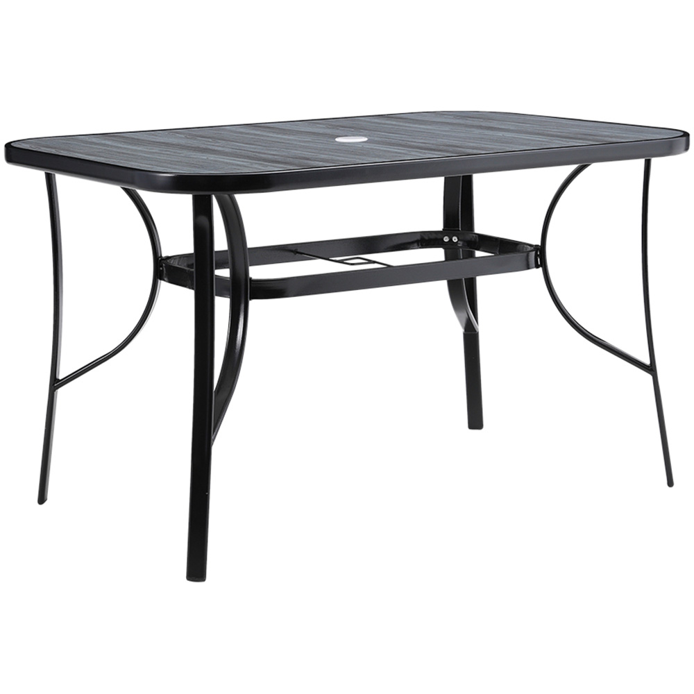 Living and Home Black Tempered Glass Large Rectangle Wood Grain Coffee Table Image 2