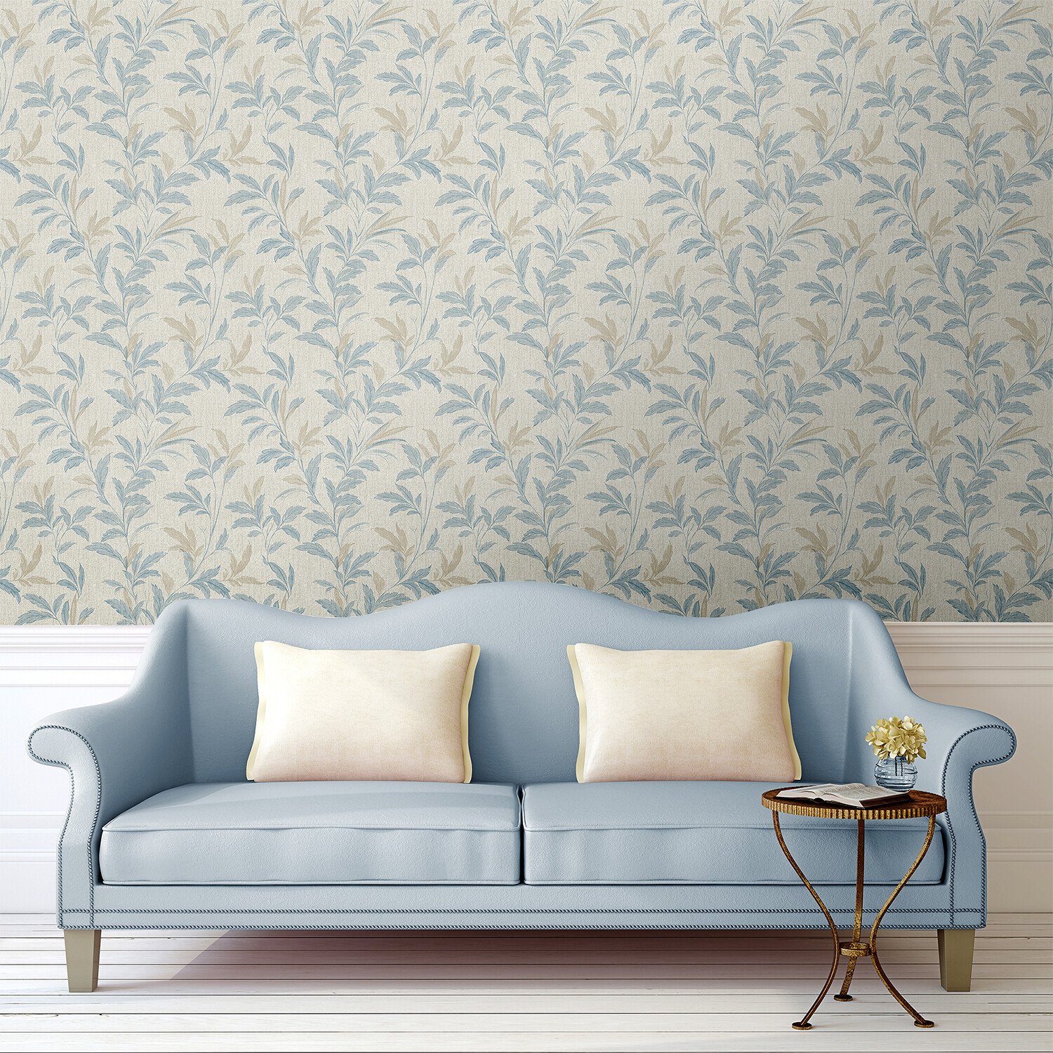 Organic Trail Neutral and Blue Wallpaper - Neutral and Blue Image 2