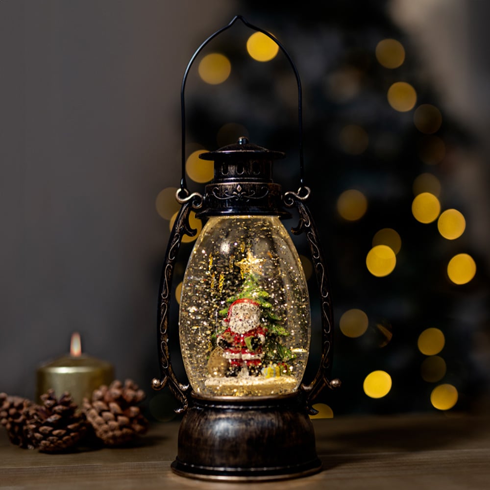 Marco Paul Snow Swirl Santa with A Christmas Tree LED Lantern Image 3