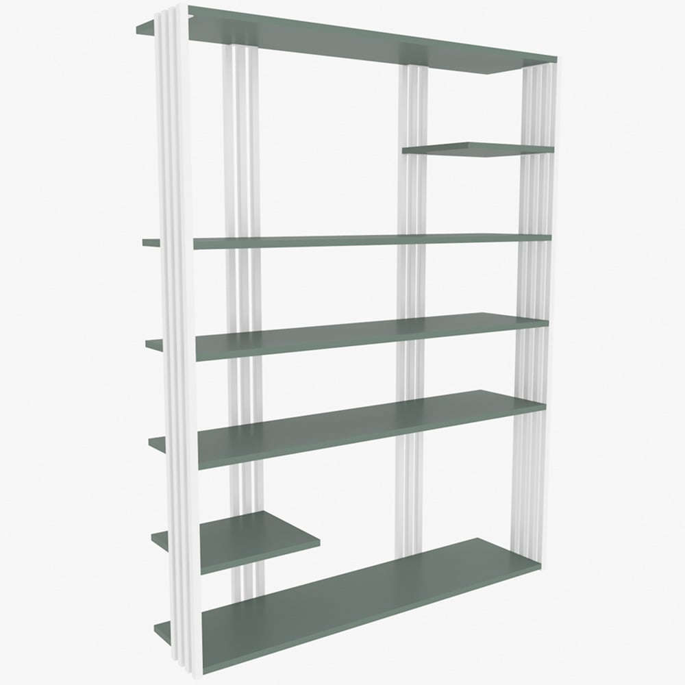 Decorotika Jeni 6 Shelf Green and White Bookcase Image 2