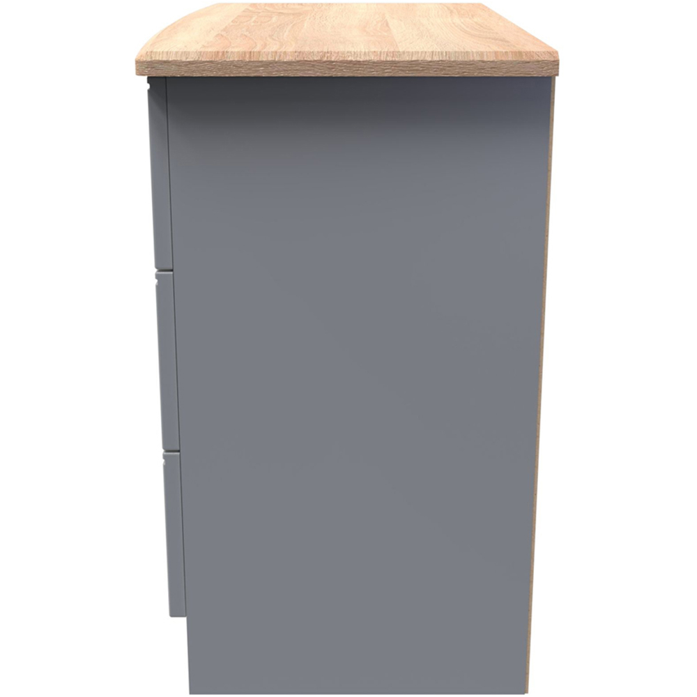 Crowndale Victoria 3 Drawer Dusk Grey and Oak Chest of Drawer Image 3