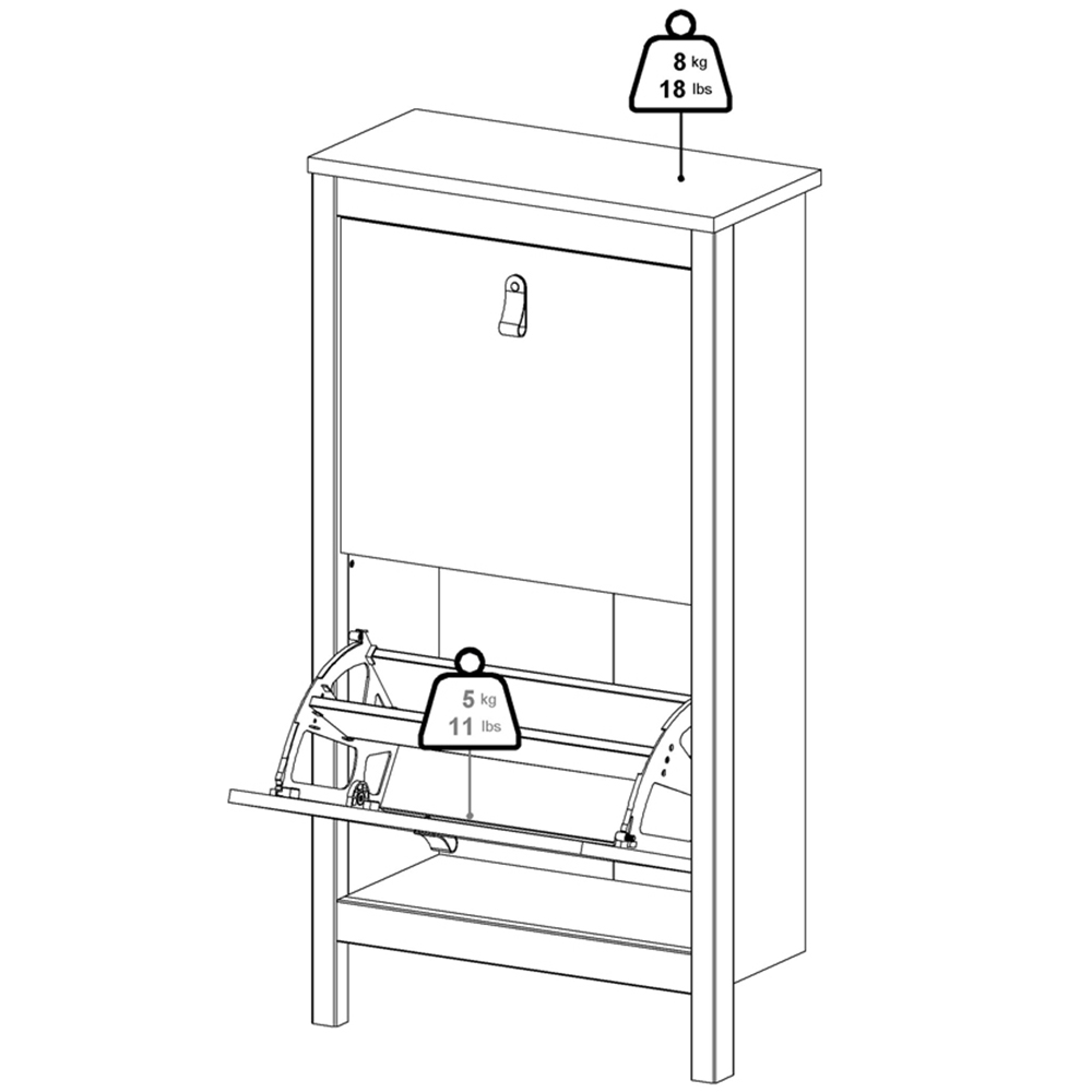 Florence Madrid 2 Flip Down Doors Matt Black Shoe Cabinet Image 9