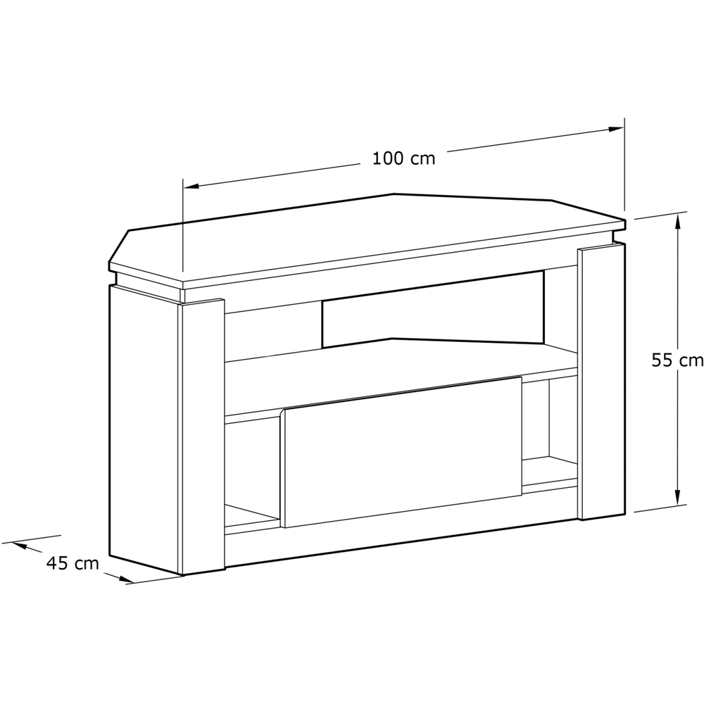 GFW Canyon Single Drawer Single Shelf Oak Corner TV Unit Image 9