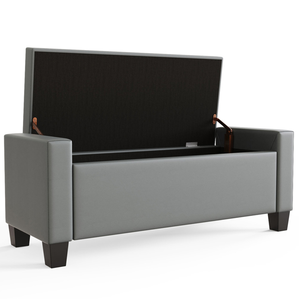 GFW Verona Grey Faux Leather Ottoman Storage Bench Image 4