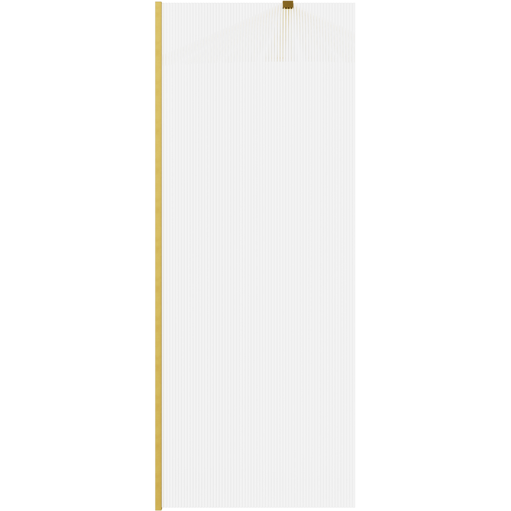 Bathstore Nero Fluted Glass Wetroom Shower Panel with Brushed Brass Profile and Side Arm 800mm Image 4