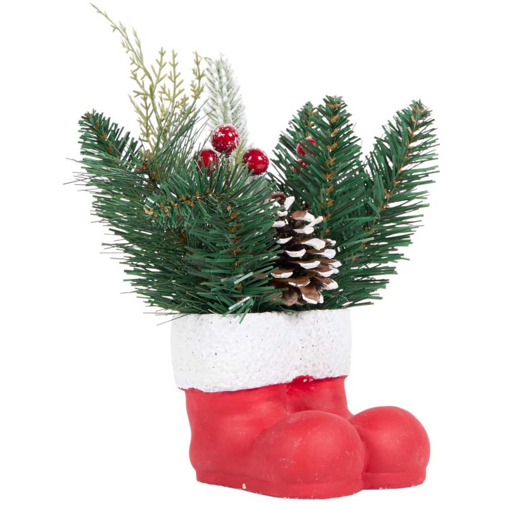 Santa Boots Potted Plant - Red Image 2