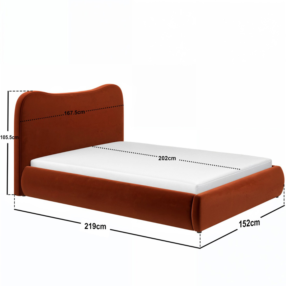 Solace+Co Ember King Size Orange Velvet Ottoman Bed Image 6