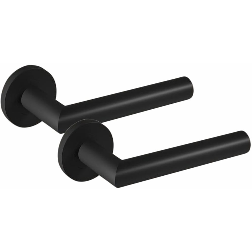 Golden Grace Mitred Matt Black Door Handle Pair with Tubular Latch 4 Pack Image 3