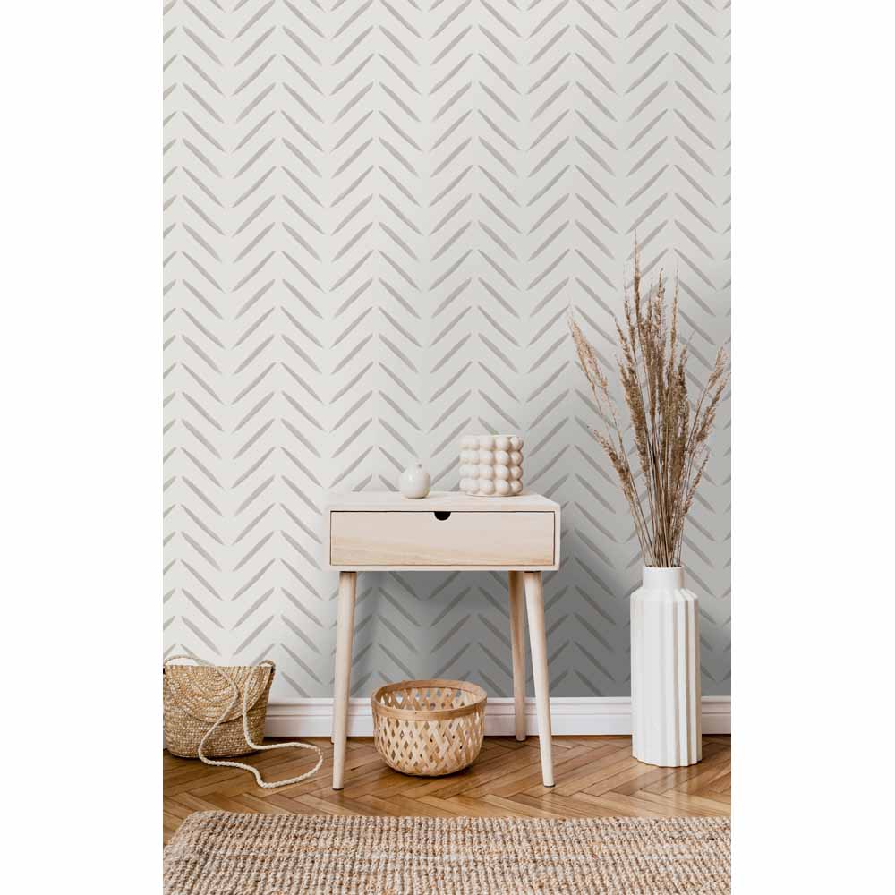 Holden Decor Chevron Brush Marks Taupe Wallpaper Image 4