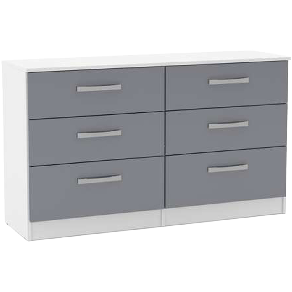 Lynx 6 Drawer Grey and White Chest of Drawers Image 2