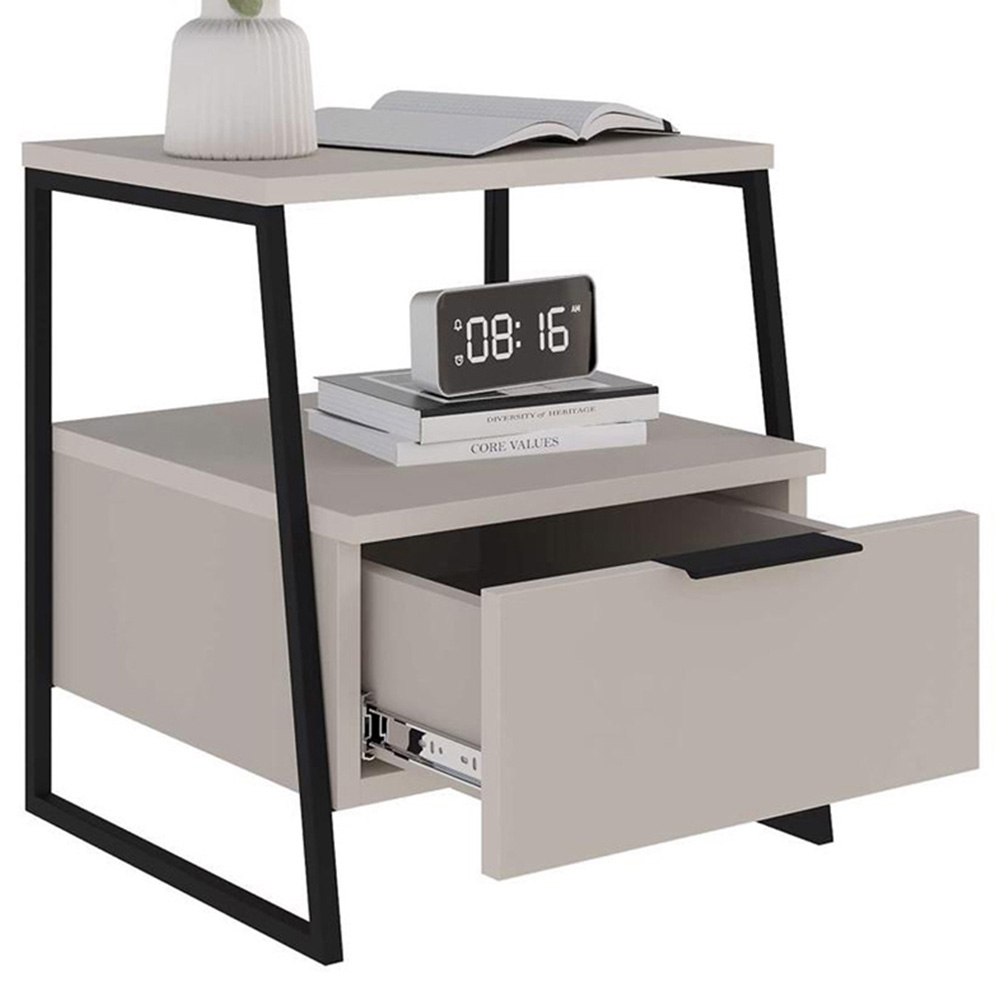 FWStyle Pal Single Drawer Sandstone Bedside Table Image 3