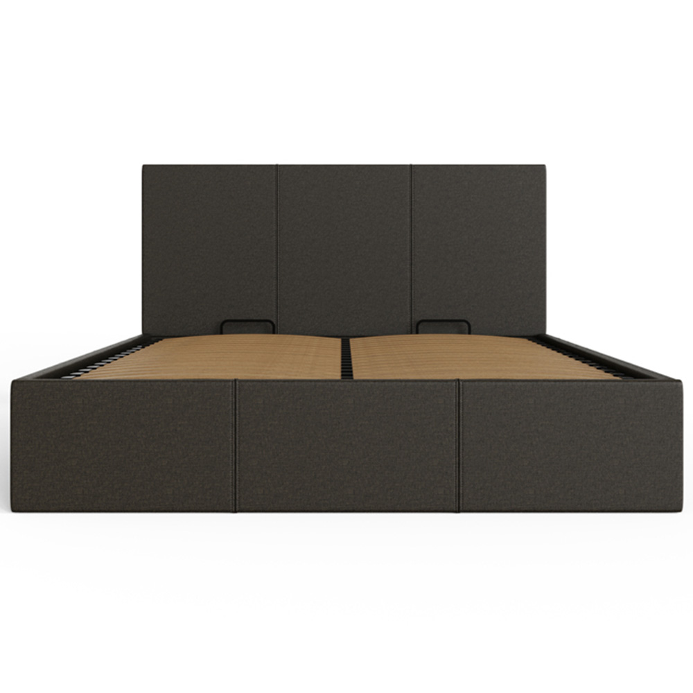 GFW Double Grey Hopsack Fabric Side Lift Ottoman Bed with Bonnell Mattress Image 4