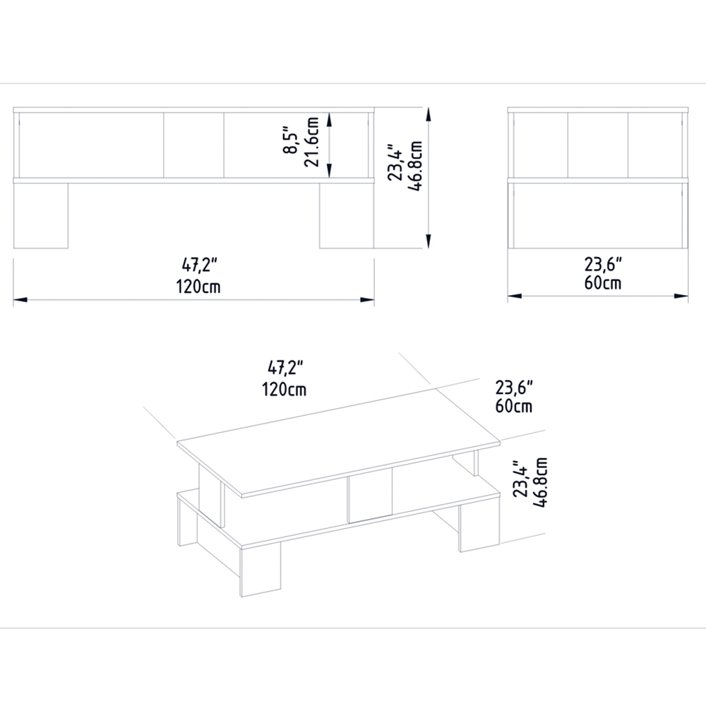 Decorotika Evans Single Shelf Walnut Coffee Table Image 6