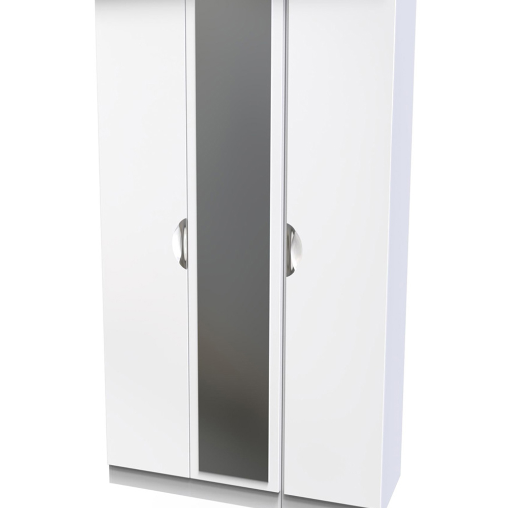 Crowndale Camden Ready Assembled 3 Door Gloss White Mirrored Wardrobe Image 2