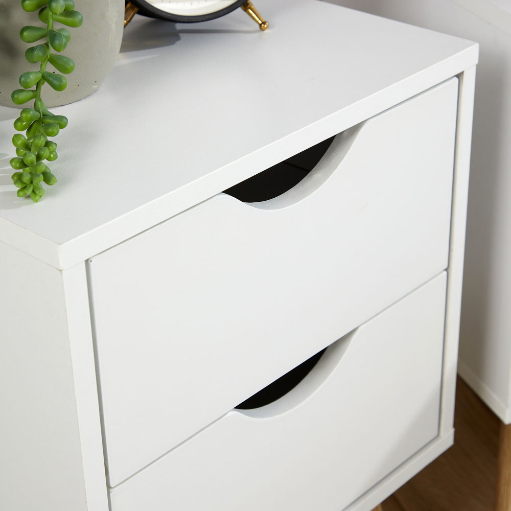 Home Source Boden 2 Drawer White Bedside Table Set of 2 Image 3