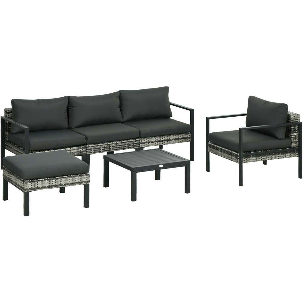 Outsunny 5 Seater Charcoal Grey Lounge Set Image 2