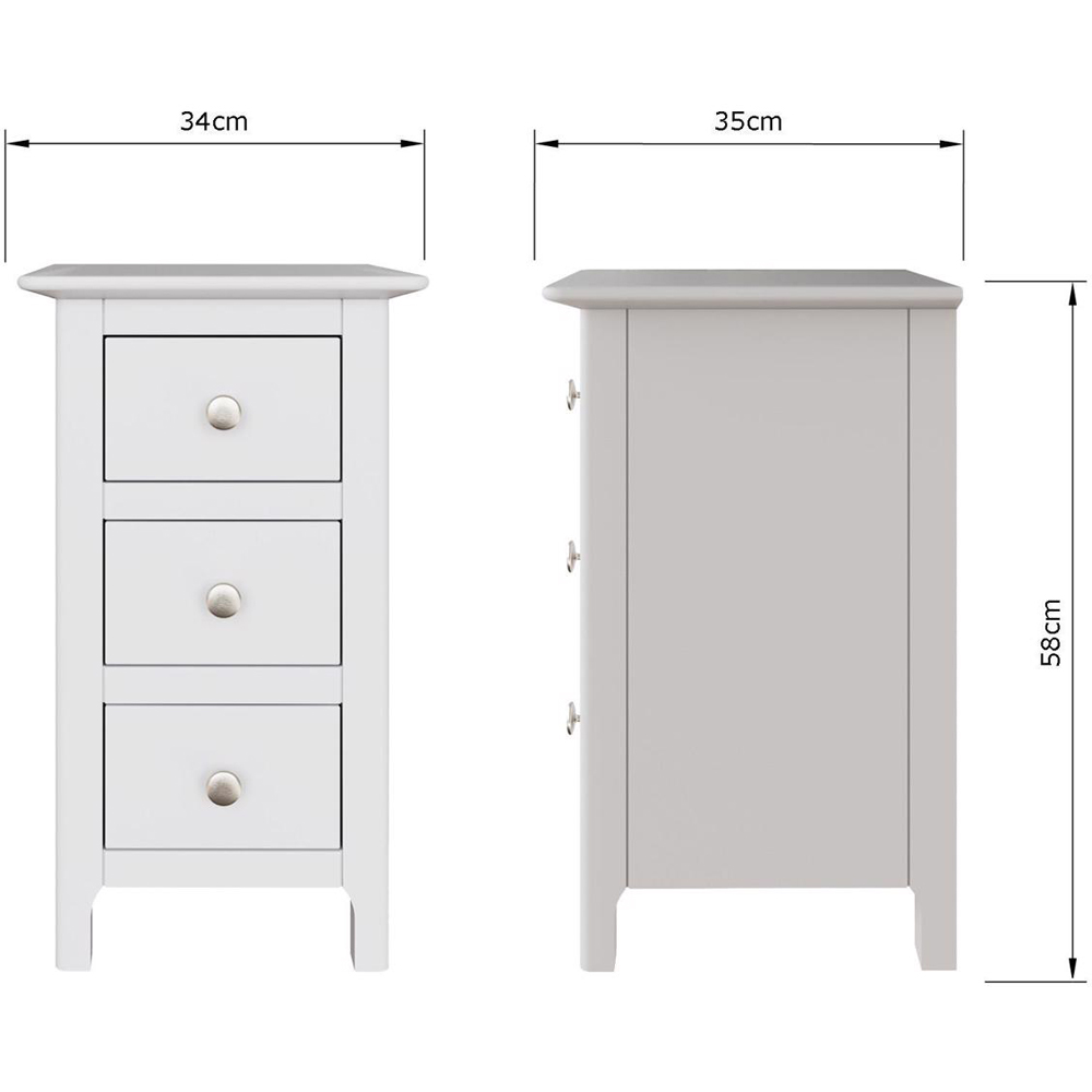 FWStyle Palma 3 Drawer White Ready Assembled Bedside Chest Image 9