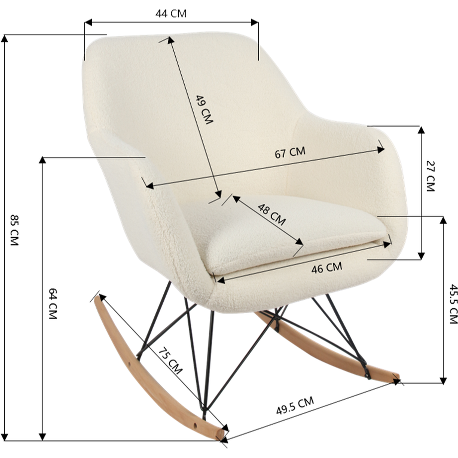Francis Cream Rocking Chair Image 7