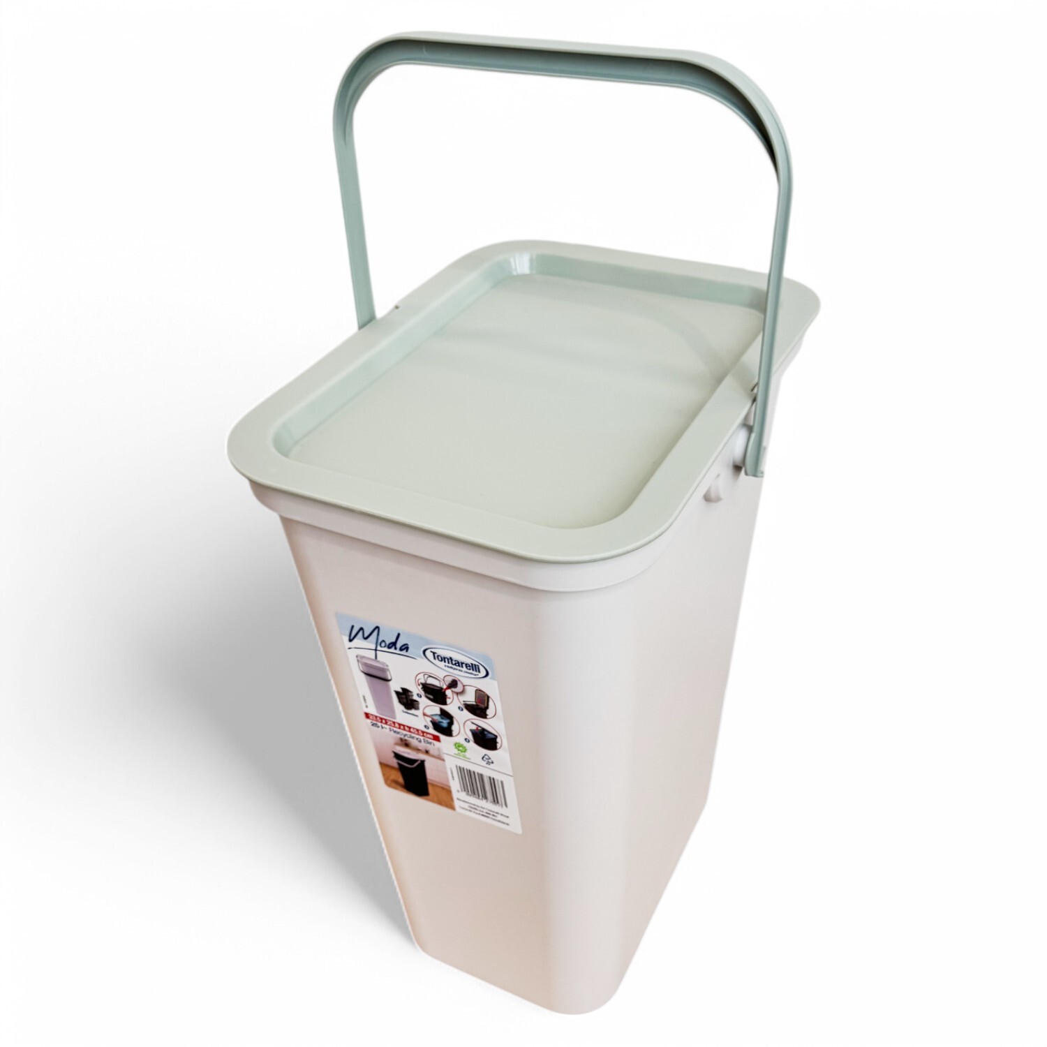 Moda Recycling Bin with Handle - Warm Grey and Sage Image 3