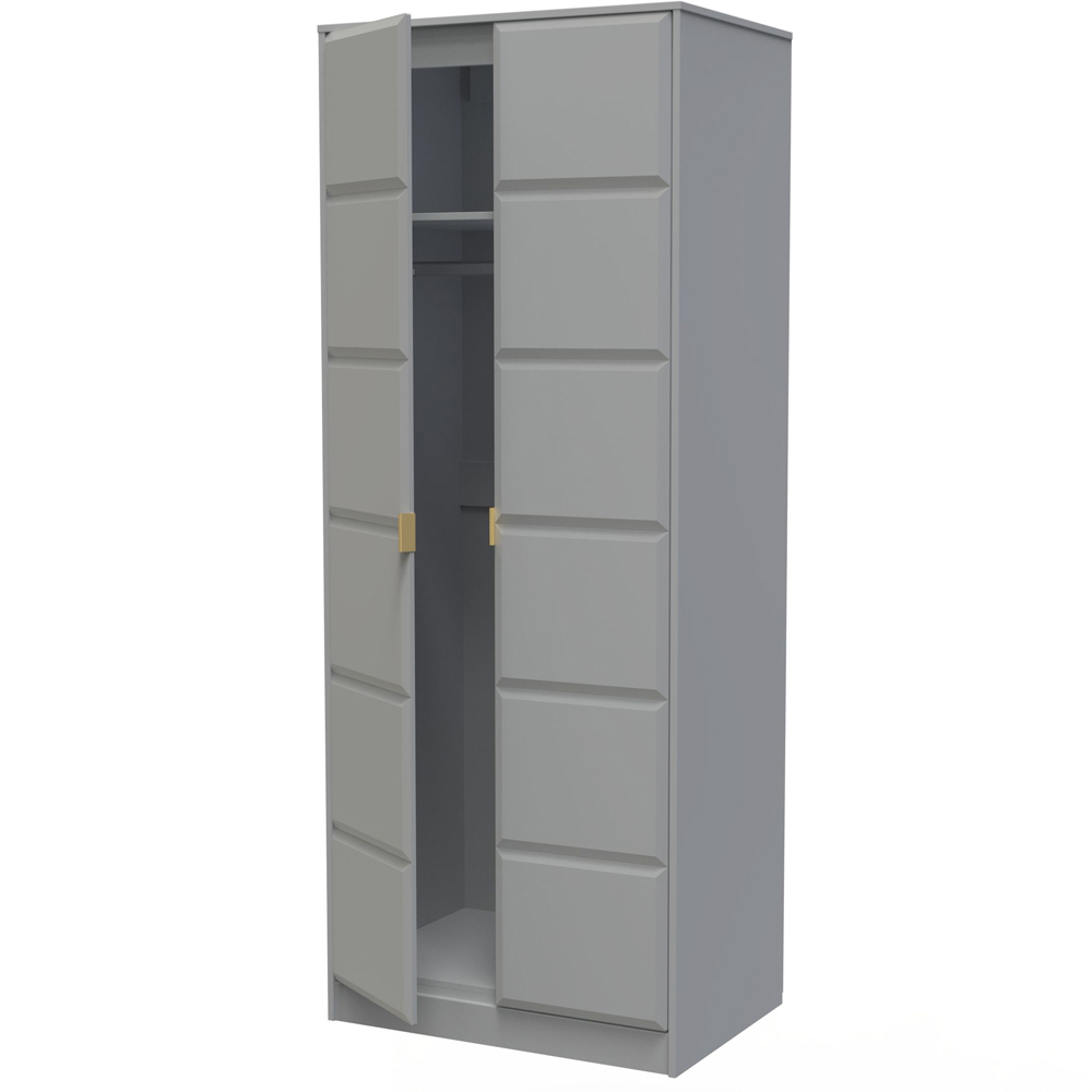 Crowndale Cube 2 Door Dusk Grey Wardrobe Ready Assembled Image 6