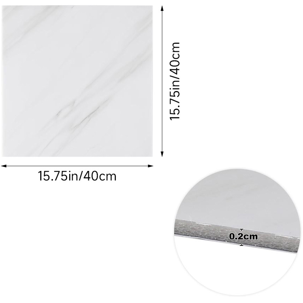 Living and Home Marble Patterned White Marble Self Adhesive PVC Wall Sticker 10 Pack Image 8