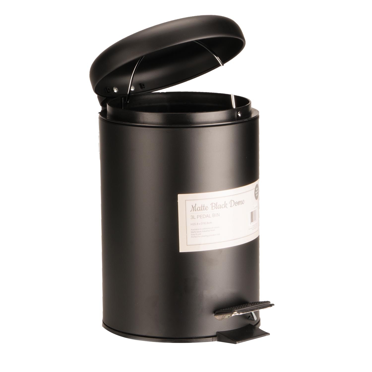 Matte Black Dome Pedal Bin 3L Image 2