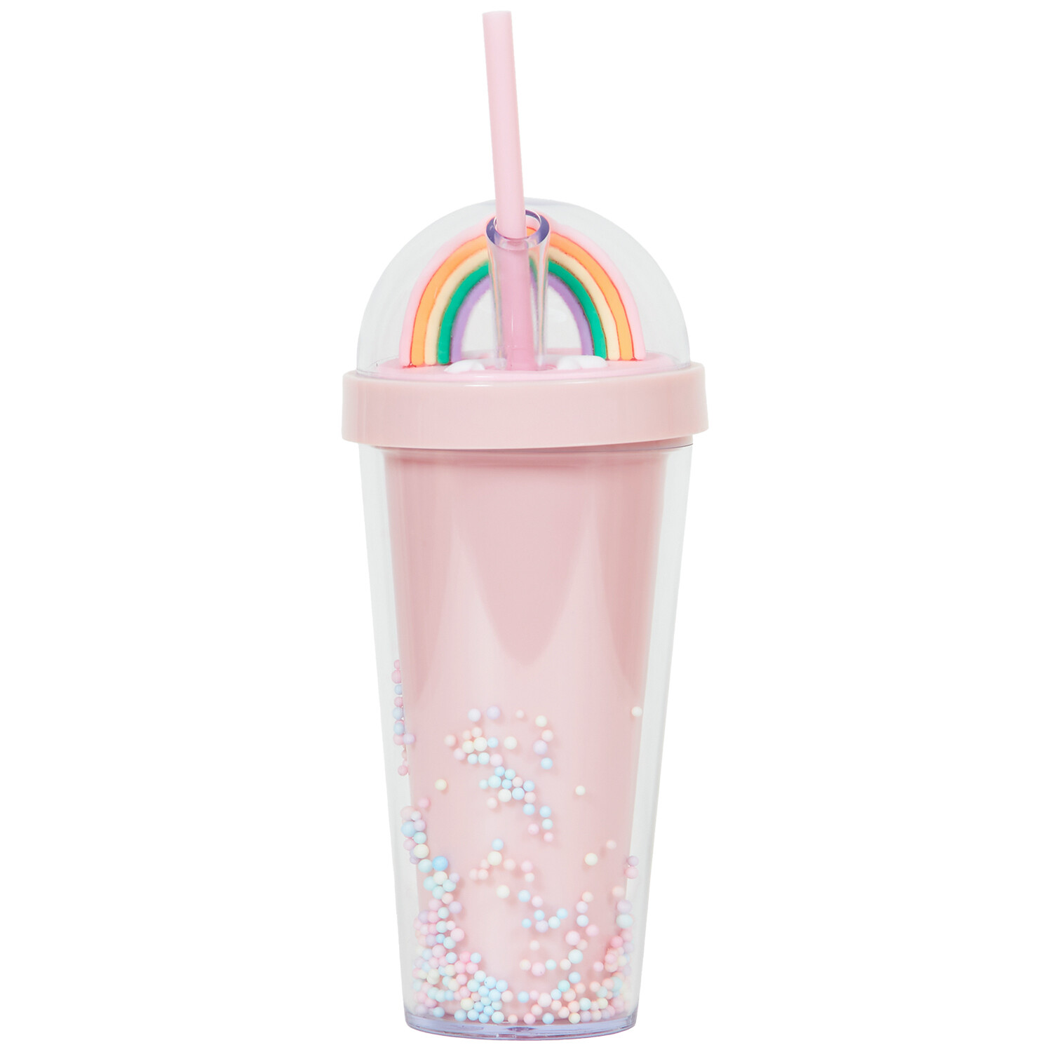 Rainbow Tumbler with Straw 450ml - Pink Image 3