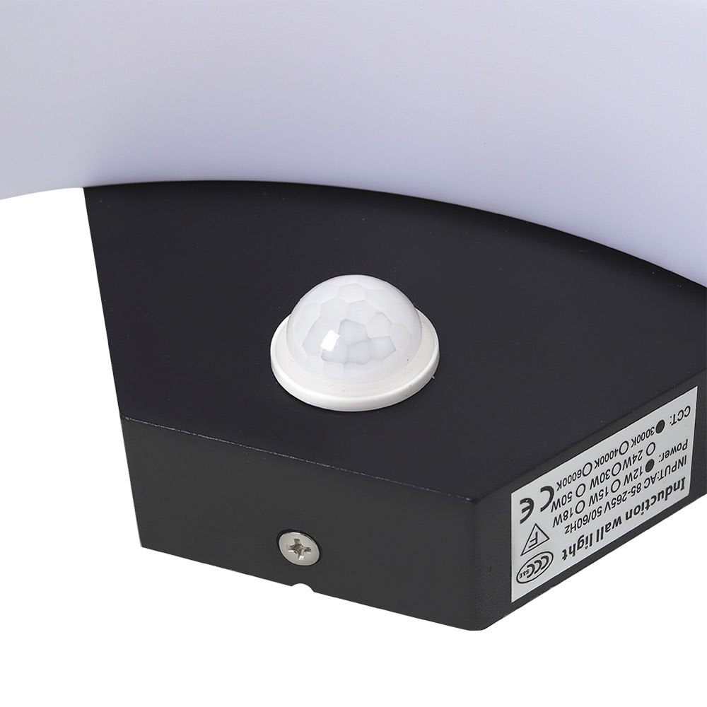 Living and Home Black Curved LED Garden Induction Wall Light Image 4