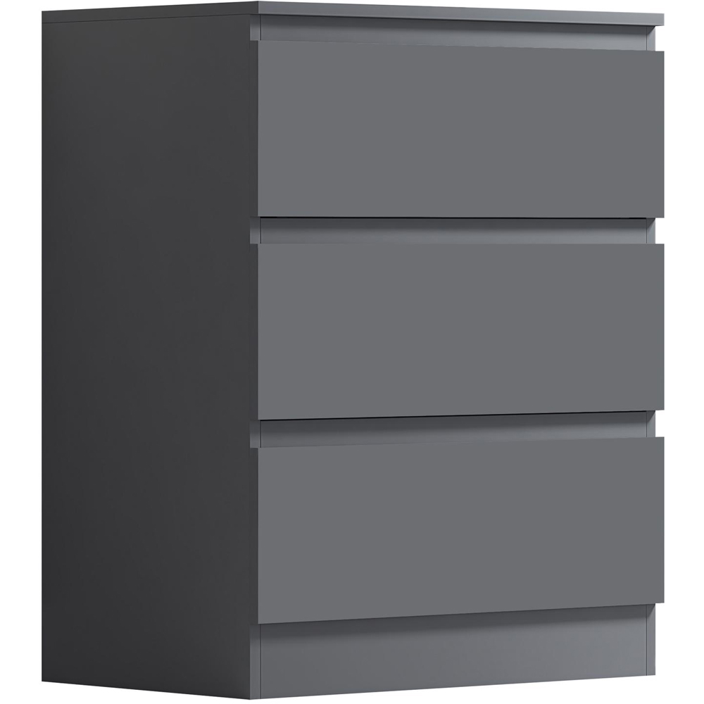 FWStyle Carlton 3 Drawer Matt Grey Chest of Drawers Image 2