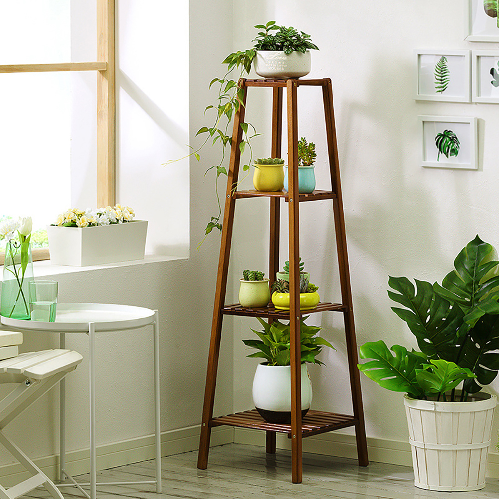 Living and Home 4 Shelf Vintage Solid Wood Plant Stand Image 5